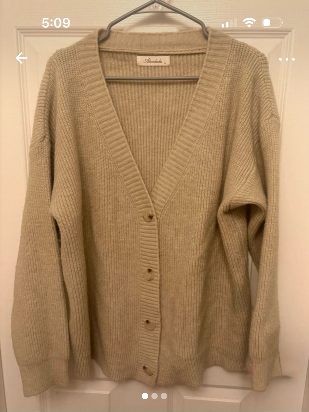 Neutral Beige Ribbed V-Neck Button Cardigan